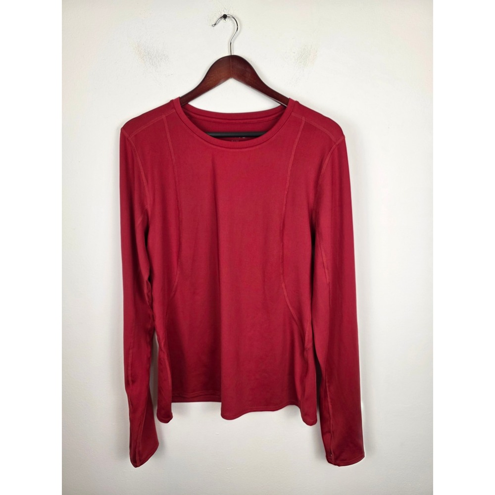 Stoic Mens XL Red Long Sleeve Performance Athletic Base Layer‎ Shirt Thumbholes